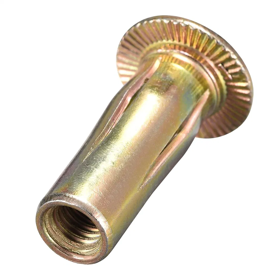 Gold Zinc Finish Pre-Bulbed Shank Threaded Insert Multi Grip Rivet Nut