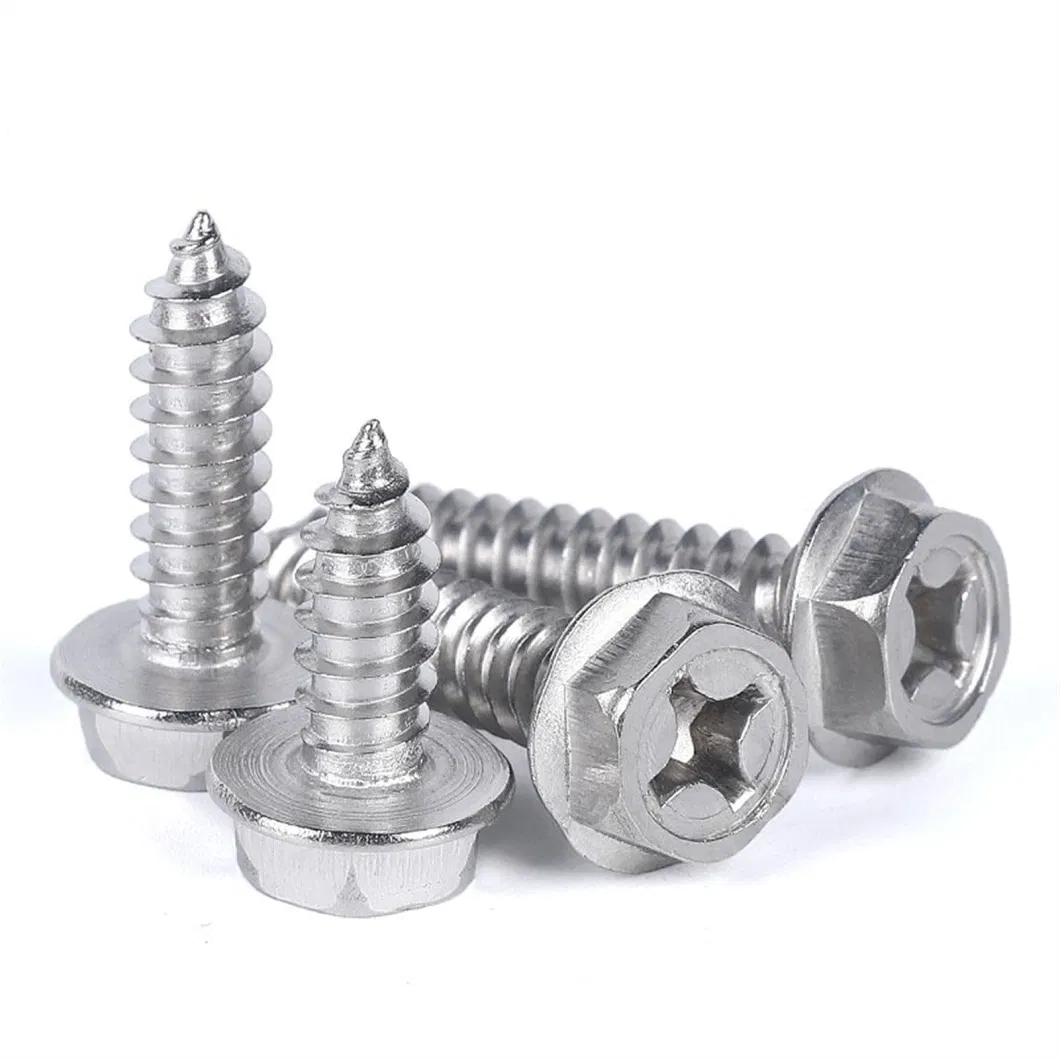 Carbon Steel Zinc Plated Stainless Steel Cross Hexagon Flange Head Wood Screw