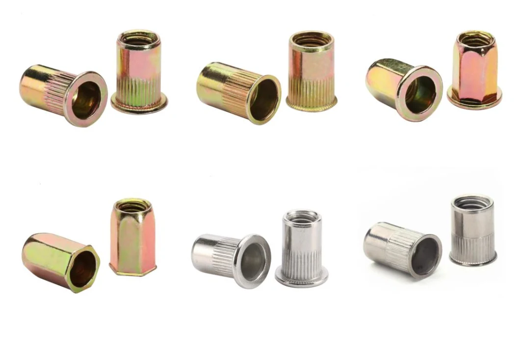 Reduce Head. Thin Head Rivet Nuts, , Large Head, Csk Head Rivet Nut Knurled Body, Full Hex Body. Blind Rivet Nuts/Rivet Nut Knurled Body Yellow Zinc Plated